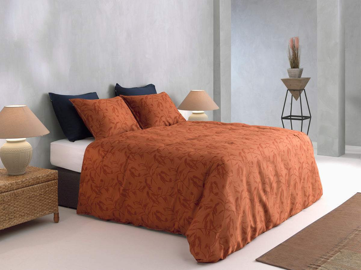 Zohome Dekbedovertrek Fiori di Satinado Copper Orange - 100% Katoen-Satijn