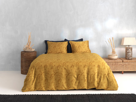 Zohome Dekbedovertrek Fiori di Satinado Ochre Gold - 100% Katoen-Satijn