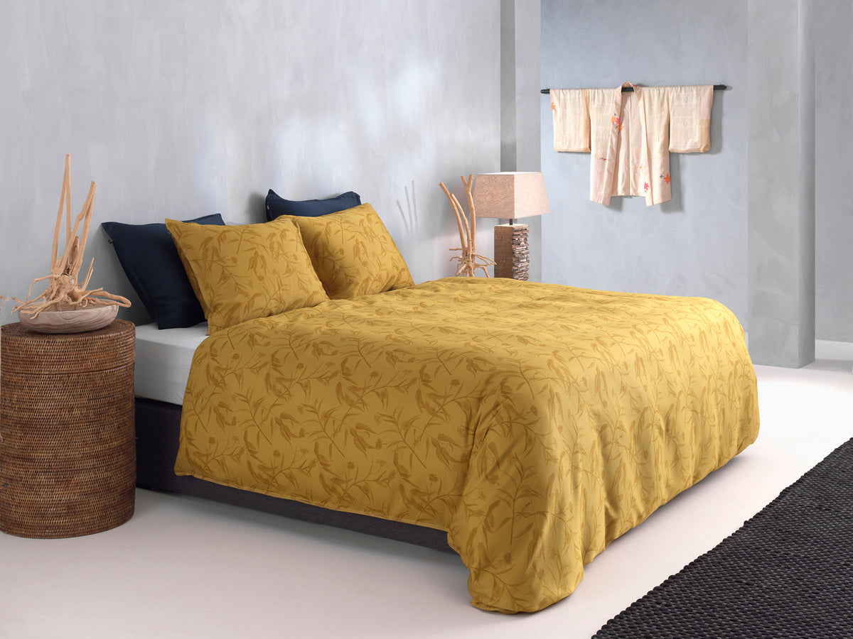 Zohome Dekbedovertrek Fiori di Satinado Ochre Gold - 100% Katoen-Satijn