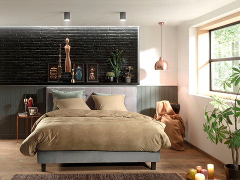 Zohome Dekbedovertrek Velluto Pale Gold - 100% Katoen