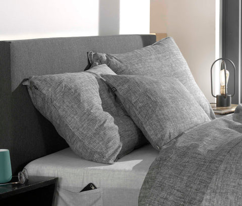 Zohome Kussensloop Lino Dark Grey - 100% Katoen