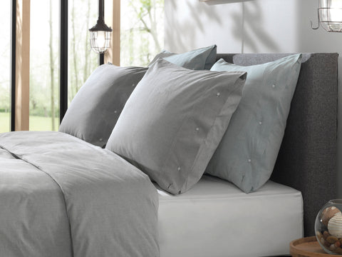 Yellow Dekbedovertrek Chambray Dark Grey - 100% Katoen