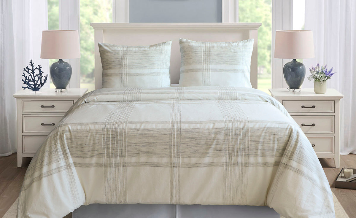 Yellow Dekbedovertrek Sayama Off-white  Grey - 100% Katoen-Perkal