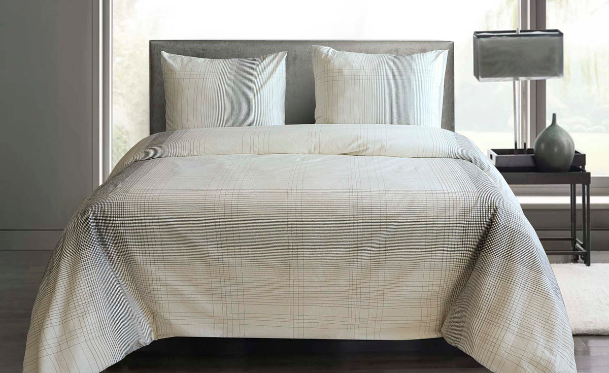 Yellow Dekbedovertrek Kagusa Off-white Grey - 100% Katoen-Perkal