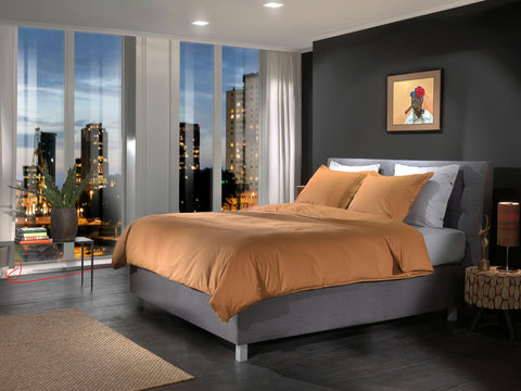 Yellow Dekbedovertrek Percale Cognac Brown - 100% Katoen-Perkal