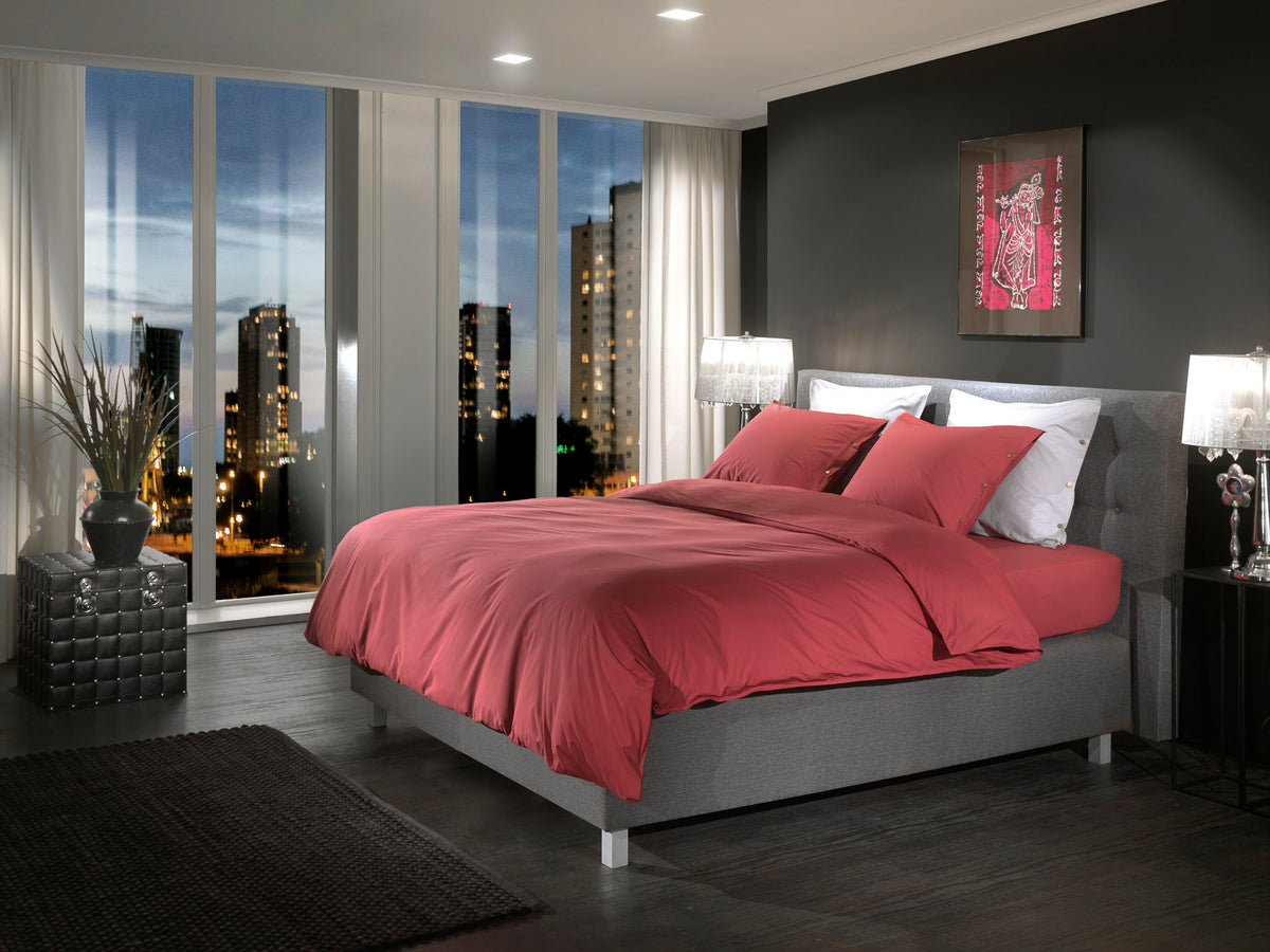 Yellow Dekbedovertrek Percale Spicy Red - 100% Katoen-Perkal