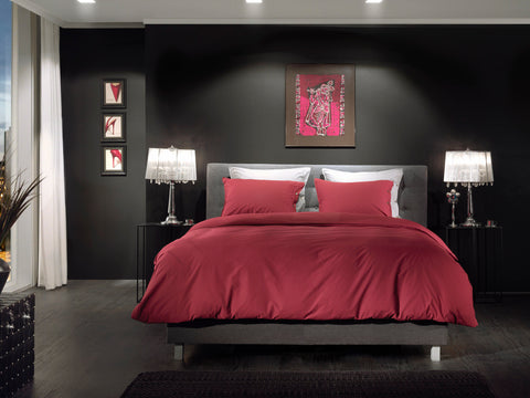 Yellow Dekbedovertrek Percale Spicy Red - 100% Katoen-Perkal