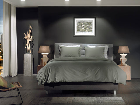 Yellow Dekbedovertrek Percale Army Green - 100% Katoen-Perkal