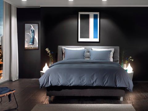 Yellow Dekbedovertrek Percale Midnight Blue - 100% Katoen-Perkal