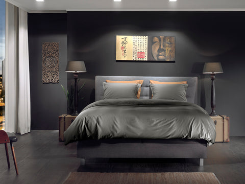 Yellow Dekbedovertrek Percale Steel Grey - 100% Katoen-Perkal