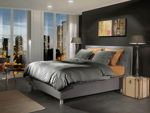 Yellow Dekbedovertrek Percale Steel Grey - 100% Katoen-Perkal