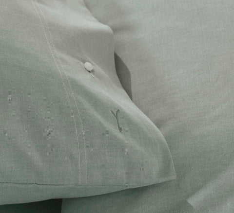 Yellow Dekbedovertrek Chambray Jade Green - 100% Katoen