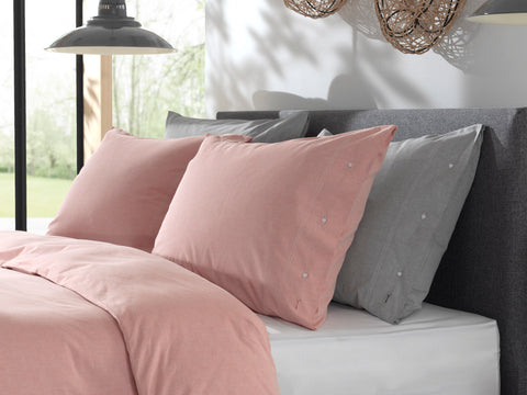 Yellow Dekbedovertrek Chambray Mandarin Red - 100% Katoen