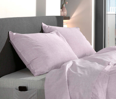 Zohome Kussensloop Lino Grey Lilac - 100% Katoen