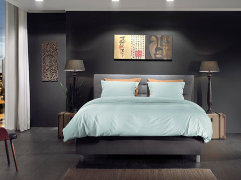 Yellow Dekbedovertrek Percale Whispering Blue - 100% Katoen-Perkal