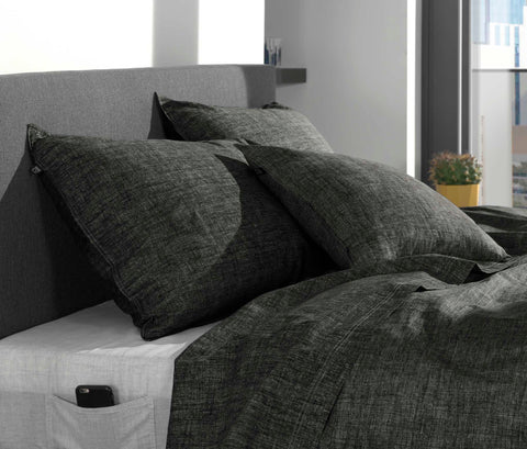 Zohome Kussensloop Lino Midnight Black - 100% Katoen