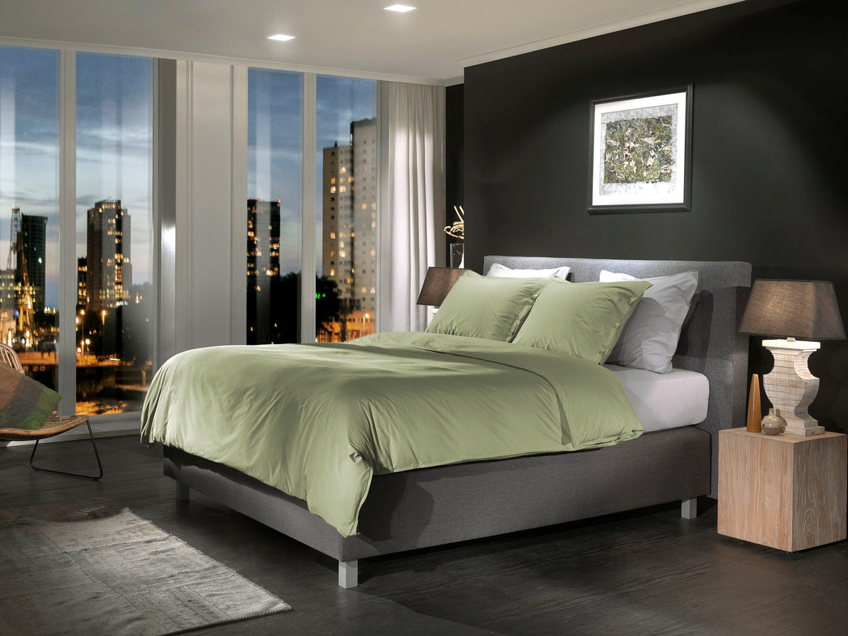 Yellow Dekbedovertrek Percale Silent Green - 100% Katoen-Perkal