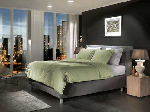 Yellow Dekbedovertrek Percale Silent Green - 100% Katoen-Perkal