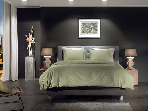 Yellow Dekbedovertrek Percale Silent Green - 100% Katoen-Perkal