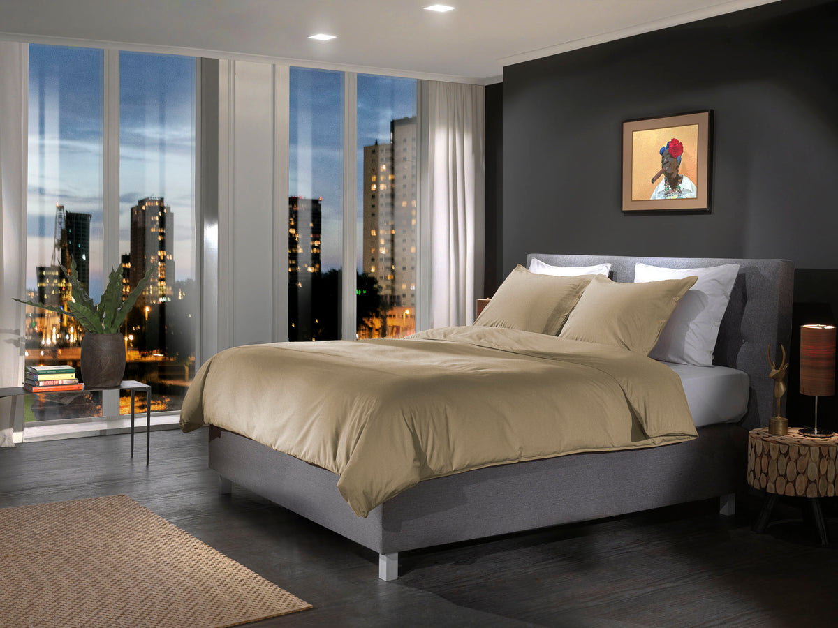 Yellow Dekbedovertrek Percale Safari Sand - 100% Katoen-Perkal