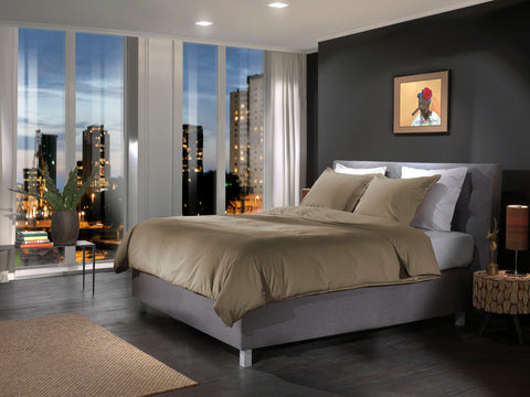 Yellow Dekbedovertrek Percale Pine Taupe - 100% Katoen-Perkal