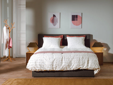 Yellow Dekbedovertrek Jewel Bone White - 100% Katoen, Voorzijde: Jacquard / Achterzijde: Perkal