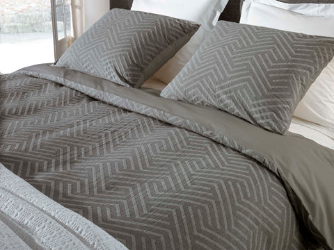 Yellow Dekbedovertrek Leonie Stoney Grey - 100% Katoen, Voorzijde: Jacquard / Achterzijde: Perkal