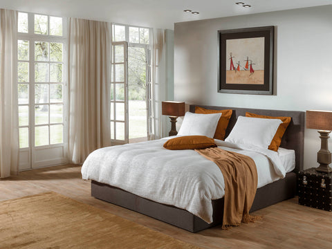 Yellow Dekbedovertrek Violette Brilliant White - Voor: 100% Tencel-Wafel / Achter: 100% Katoen-Perkal