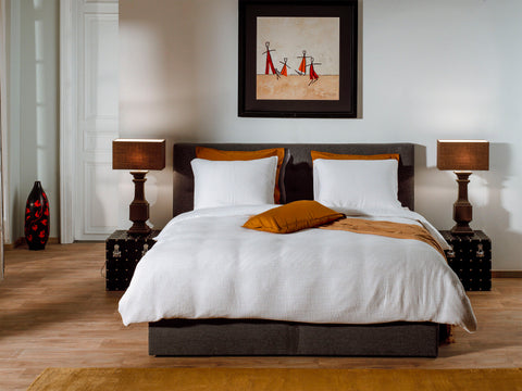 Yellow Dekbedovertrek Violette Brilliant White - Voor: 100% Tencel-Wafel / Achter: 100% Katoen-Perkal