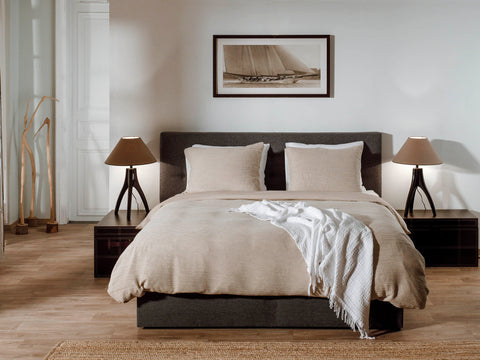 Yellow Dekbedovertrek Violette Mojave Sand - Voor: 100% Tencel-Wafel / Achter: 100% Katoen-Perkal