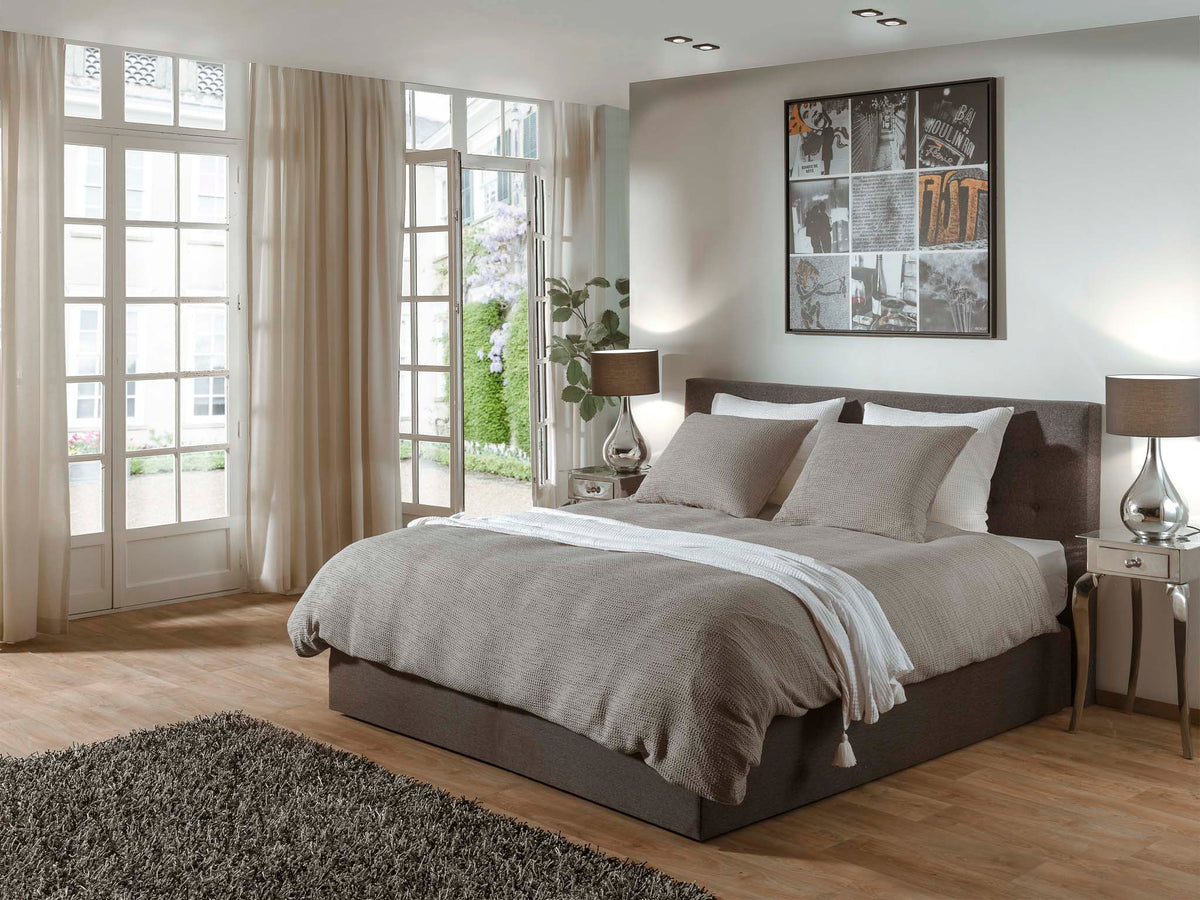 Yellow Dekbedovertrek Violette Silent Grey - Voor: 100% Tencel-Wafel / Achter: 100% Katoen-Perkal