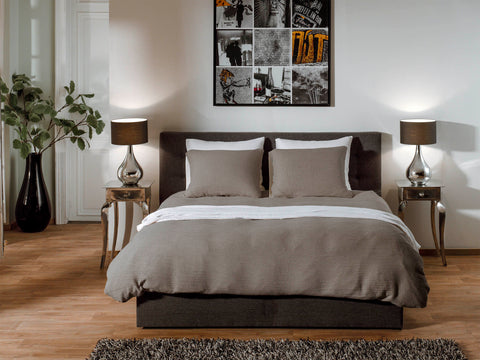 Yellow Dekbedovertrek Violette Silent Grey - Voor: 100% Tencel-Wafel / Achter: 100% Katoen-Perkal