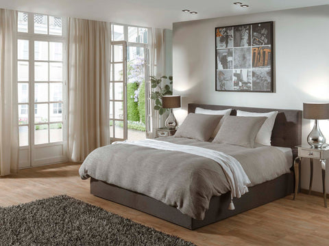 Yellow Dekbedovertrek Violette Silent Grey - Voor: 100% Tencel-Wafel / Achter: 100% Katoen-Perkal