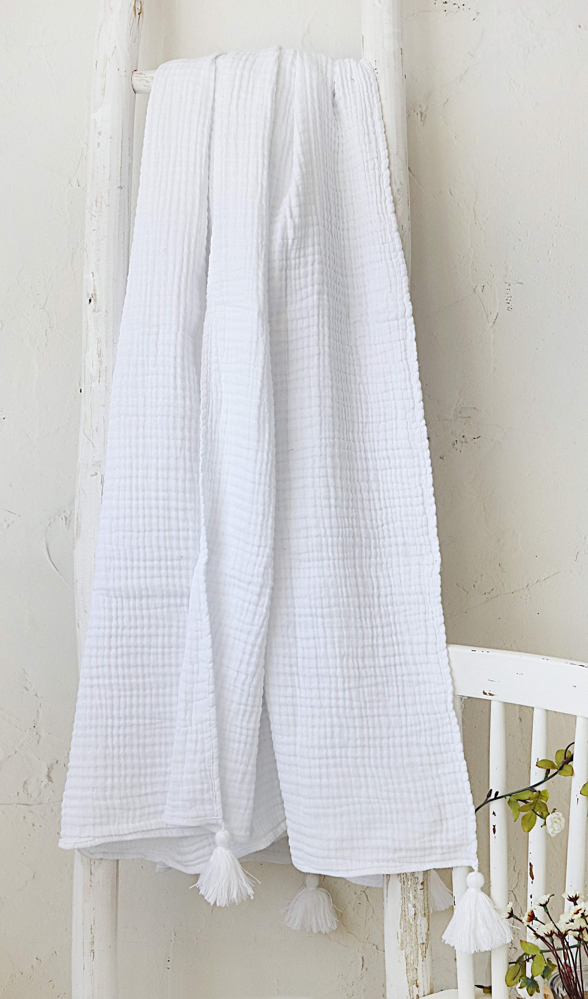 Yellow Plaid Sasha Brilliant White - 100% Katoen-Gauze