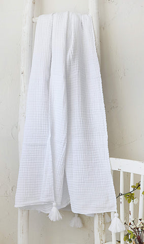 Yellow Plaid Sasha Brilliant White - 100% Katoen-Gauze