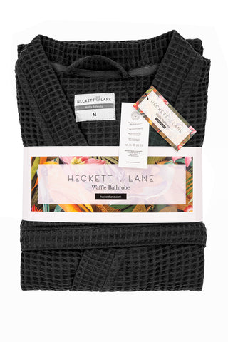 Heckettlane Badjas Wafel Midnight Black 65% Gerecycled Katoen 35% Andere Vezels