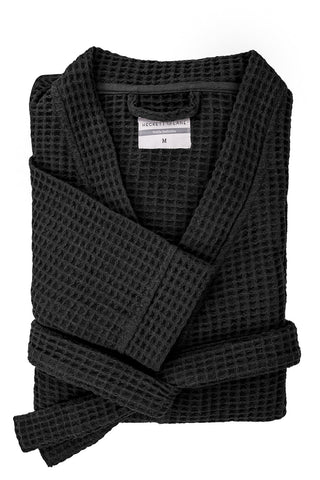 Heckettlane Badjas Wafel Midnight Black 65% Gerecycled Katoen 35% Andere Vezels