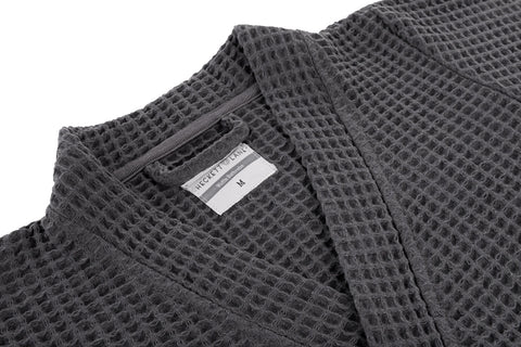 Heckettlane Badjas Wafel Steel Grey 65% Gerecycled Katoen 35% Andere Vezels