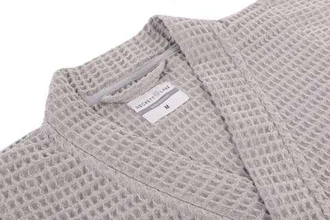 Heckettlane Badjas Wafel Melange Grey 65% Gerecycled Katoen 35% Andere Vezels