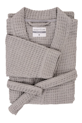 Heckettlane Badjas Wafel Melange Grey 65% Gerecycled Katoen 35% Andere Vezels