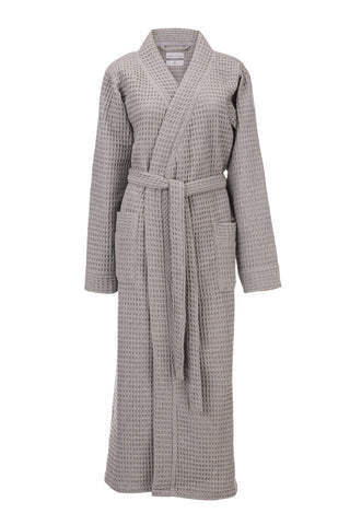 Heckettlane Badjas Wafel Melange Grey 65% Gerecycled Katoen 35% Andere Vezels