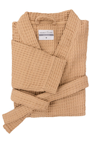 Heckettlane Badjas Wafel Pale Khaki 65% Gerecycled Katoen 35% Andere Vezels