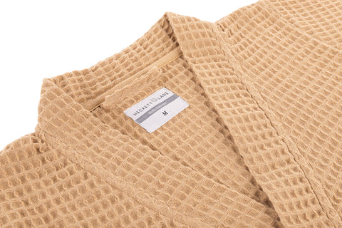 Heckettlane Badjas Wafel Pale Khaki 65% Gerecycled Katoen 35% Andere Vezels