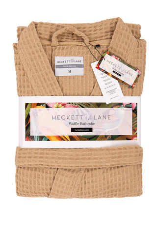 Heckettlane Badjas Wafel Pale Khaki 65% Gerecycled Katoen 35% Andere Vezels