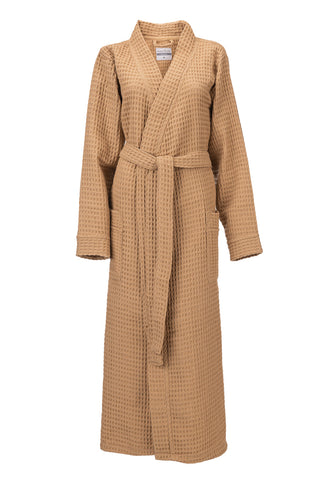 Heckettlane Badjas Wafel Pale Khaki 65% Gerecycled Katoen 35% Andere Vezels