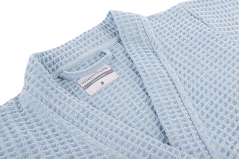 Heckettlane Badjas Wafel Ice Blue 65% Gerecycled Katoen 35% Andere Vezels