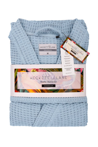 Heckettlane Badjas Wafel Ice Blue 65% Gerecycled Katoen 35% Andere Vezels
