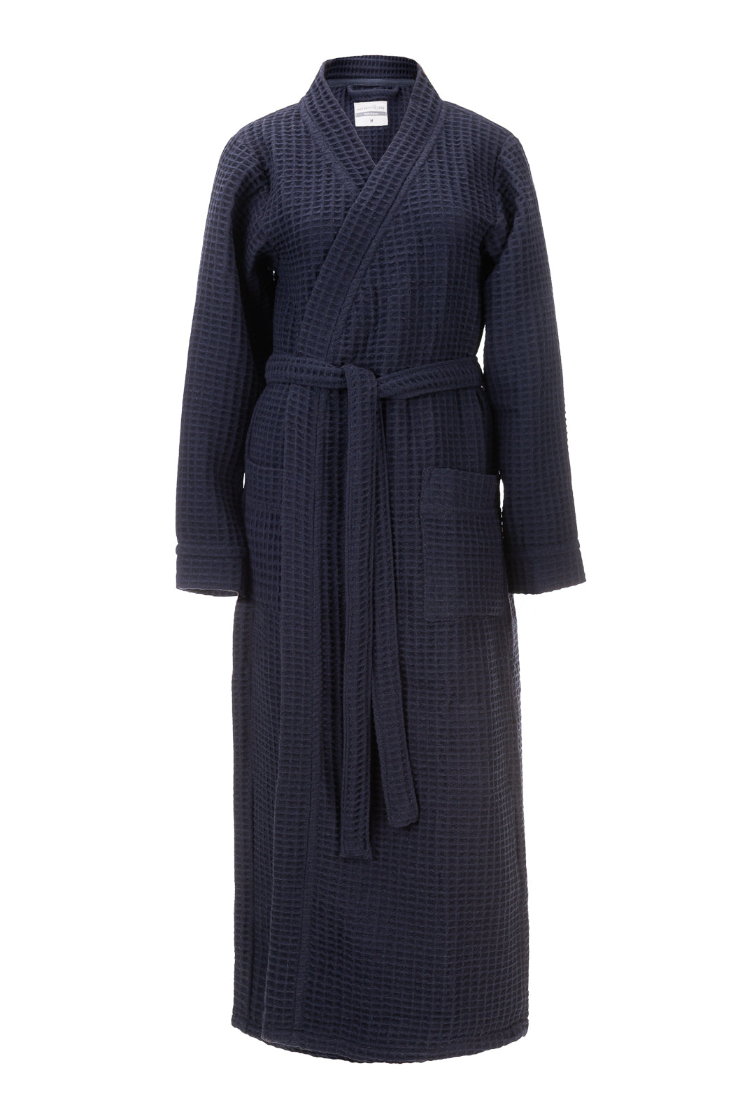 Heckettlane Badjas Wafel Navy Blue 65% Gerecycled Katoen 35% Andere Vezels