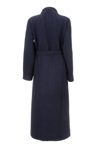 Heckettlane Badjas Wafel Navy Blue 65% Gerecycled Katoen 35% Andere Vezels