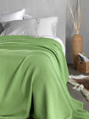 Sprei Wafel Apple Green - Gerecycled Katoen